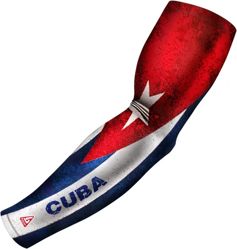Vista 3 de B-Driven Premium Pro-Fit Sports - Manga de compresión para brazo (individual) con diseños patrióticos, mangas para brazo de béisbol, hombres