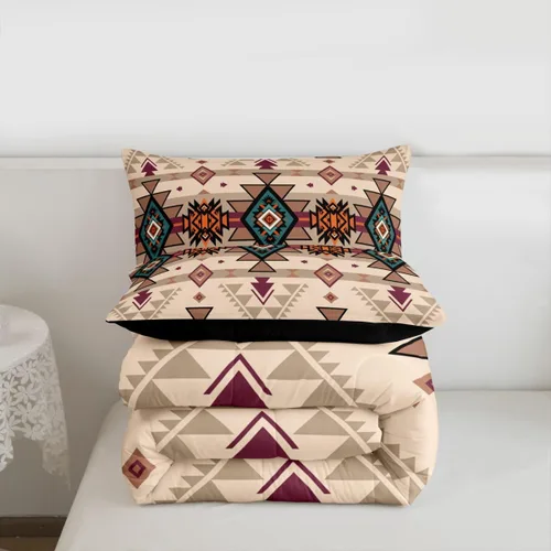 Vista 7 de Erosebridal - Juego de ropa de cama geométrica bohemia, juego de edredón occidental, edredón étnico tribal con flecha azteca, inserto de edredón