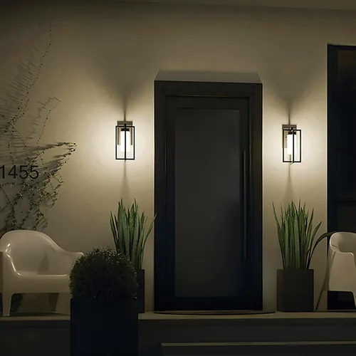 Vista 3 de MARURY Lámpara de pared moderna y simple para exteriores, lámpara de pared exterior, antioxidante, impermeable, negro mate, para entrada, puerta