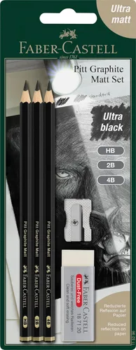 Vista 6 de Faber-Castell 3 Lápices de Grafito Mate Pitt en Lata - 10B, 12B, 14B - Lápices de Grafito Negro Mate