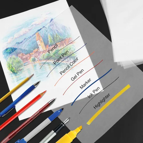 Vista 5 de 110 hojas de papel de calco para dibujo, papel de calco de 9"x12", almohadilla de papel de calco de papel vitela translúcido, almohadilla de calco