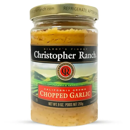 Christopher Ranch Ajo picado en aceite de oliva, fresco cultivado en California, listo para usar, calidad premium, sin gluten, apto para veganos,