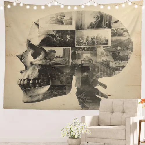 Vista 15 de Batmerry Peaceful Retreat Beautiful Landscape Tapestry, Blooming Garden Setting Wall Art Hanging Decoration Polyester Fiber White Ruffled Around For