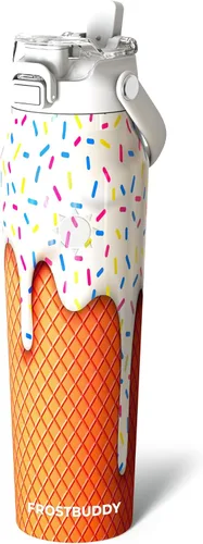Vista 74 de Frost Buddy botella de agua aislada de 32 onzas con pajilla y tapa para beber Acero inoxidable a prueba de fugas 24 horas de frío Resistente