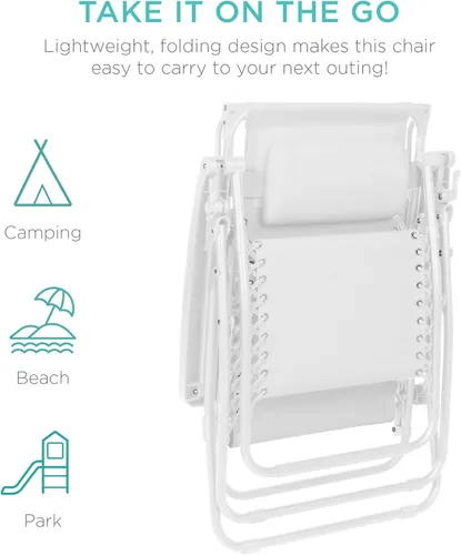 Vista 71 de Best Choice Products Silla reclinable plegable de gravedad cero para exteriores, de patio, para salón al aire libre, con toldo ajustable