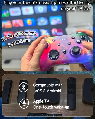 Vista 7 de Wzuiсov RGB Game Controller for Switch, PC, iOS & Android Wireless Bluetooth&USB-C Wired Gaming Gamepad with Phone Holder, USB Adapter, and