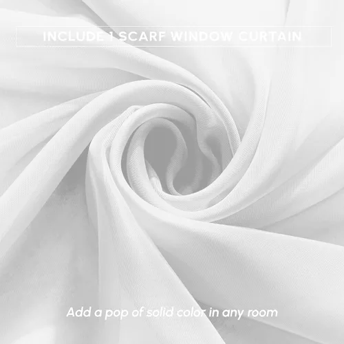 Vista 3 de Cortina rectangular Elegant Comfort de gasa transparente, de 55 pulgadas por 216 pulgadas, Poliéster, Blanco, Estándar