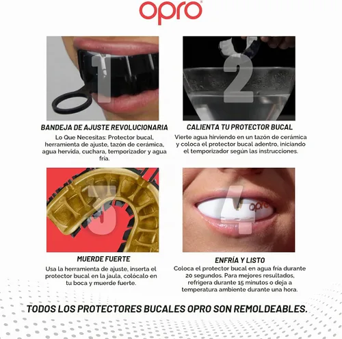 Vista 5 de OPRO Protector bucal Gold Level - Protector bucal moldeable con ajuste cómodo de primera calidad y protección multicapa para boxeo, MMA, rugby