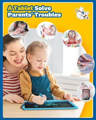 Vista 5 de TEKFUN - Tablet de escritura con pantalla LCD grande de 12 pulgadas, con lápiz anti-pérdida, tablero de garabatos borrable, sin desorden, juguetes