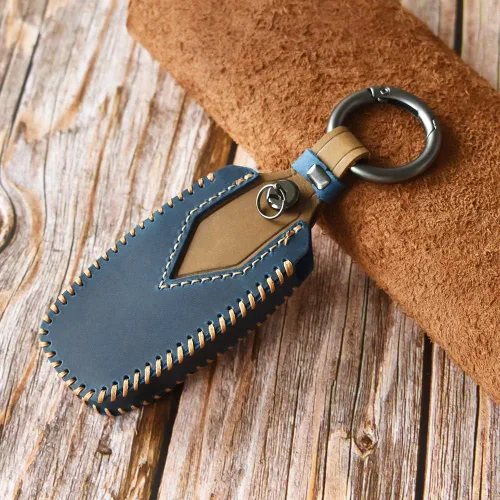 Vista 3 de SANRILY Funda inteligente de 4 botones para Ford Mondeo Fusion Mustang Expedition Keyless Entry Remote Key Holder Full Protection Leather Key Fob