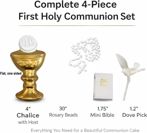 Vista 5 de Oasis Supply Kit de decoración para tartas de la Primera Comunión – Juego de decoración de pastel religioso de 4 piezas con cáliz y anfitrión