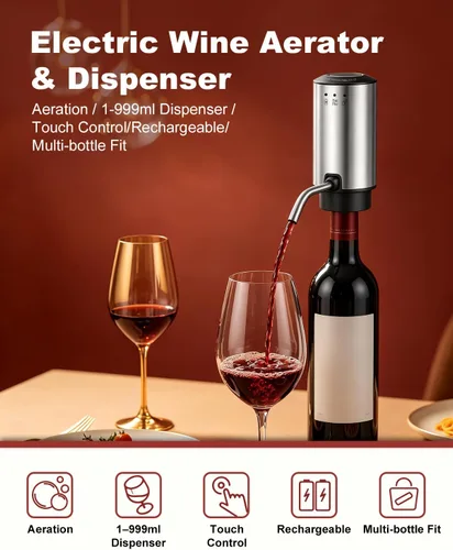 Vista 5 de Boquilla aireadora de vino – Oxigenación, sin goteo, se adapta a todas las botellas