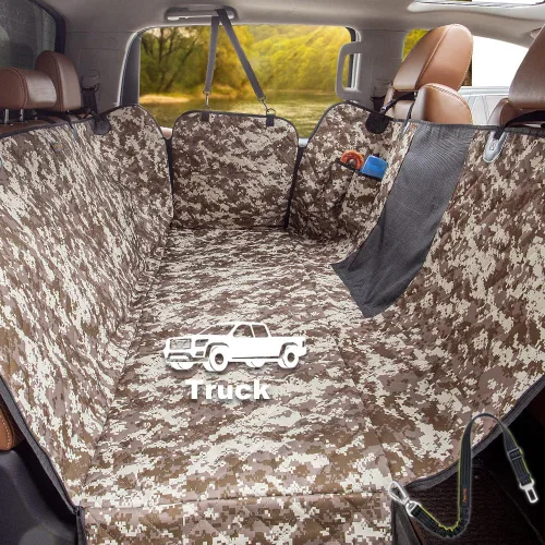 Vista 8 de iBuddy Funda de asiento de perro para camiones con ventana de malla, hamaca 100% impermeable para asiento trasero de camión, lavable a máquina