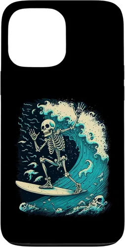 Vista 24 de Funda para iPhone 11 Pro con diseño de esqueleto de surf para colgar diez impresionantes calaveras onduladas