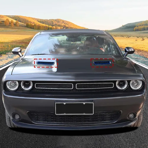 Vista 7 de RT-TCZ para Challenger Cubierta de Recorte de Entradas de Aire del Capó Azul para Dodge Challenger 2015-2023 Accesorios Exteriores Azules 2 piezas