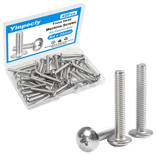 Vista 18 de 50 tornillos de máquina de cabeza de braguero M4 x 0.197 in, Phillips Drive