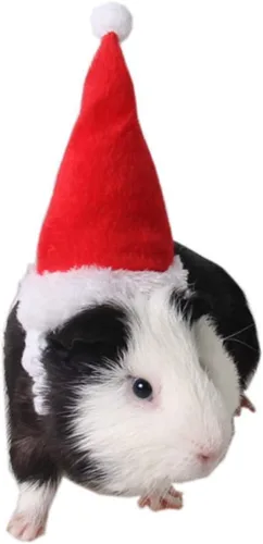 Vista 7 de ANIAC Sombreros de hámster de Navidad, disfraz de conejillo de indias, mini sombrero de Santa para gatito, chinchilla, conejo, erizo, hurón