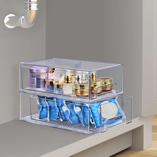 Vista 13 de Sorbus Cajones Pequeños Transparentes Apilables, Almacenamiento de Plástico con Manijas - Artesanía, Ropa, Medicina, Maquillaje, Guardarropa