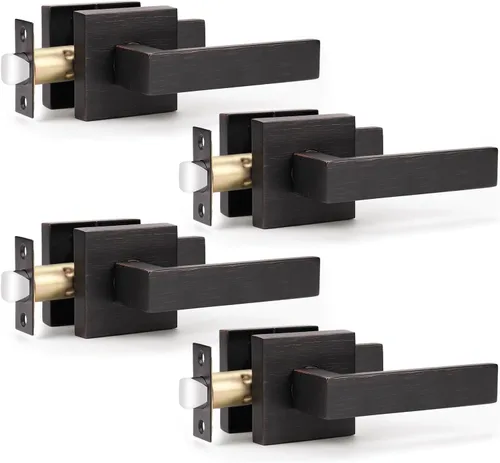 Vista 17 de KNOBWELL Paquete de 1 manija de puerta interior negra para uso en interiores, reversible para izquierda y derecha sin llave