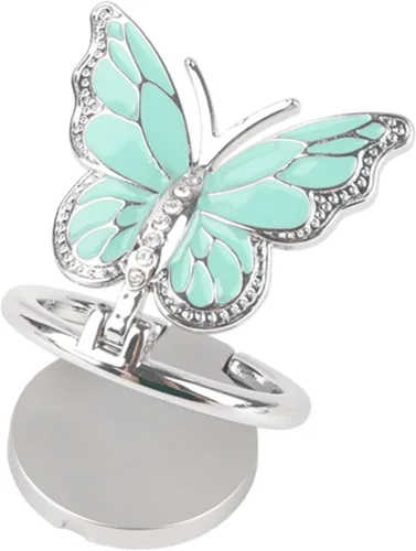 Vista 10 de Soporte para Anillo de Teléfono Omorro, Soporte de Dedo con Patada, Anillo de Metal Brillante con Diseño de Mariposa, Soporte para Teléfono Celular