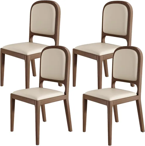 Vista 20 de Leather Seat Dining Room Chair with Back, Wooden Dining Chairs Set Kitchen Chair, Dining Room Chairs Armless Seat for Kitchen Living Room Black