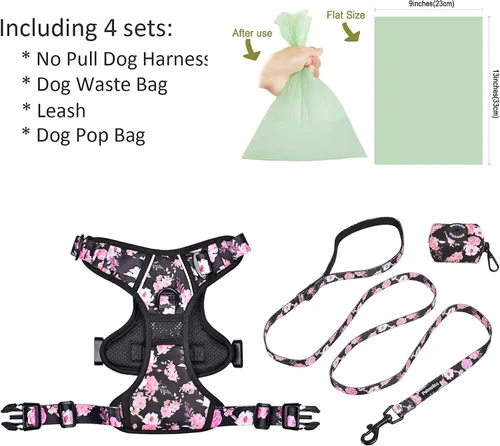 Vista 5 de Petmolico Juego de arnés para perro sin tirones con accesorio de correa, asa de fácil control, chaleco reflectante para razas pequeñas, chaleco