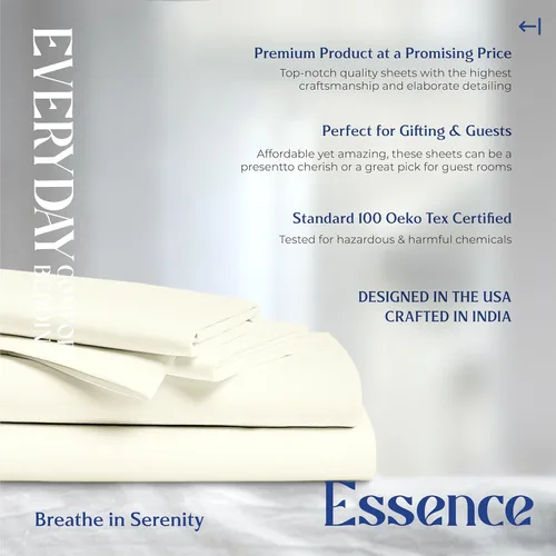 Vista 8 de Mayfair Linen Juego de sábanas de 4 piezas de tejido de percal de 100 % algodón orgánico, suave, refrescante, transpirable y con bolsillo profundo