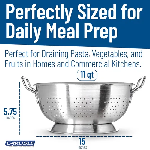 Vista 5 de Carlisle FoodService Products 60279 Dura-Ware Colador comercial de peso estándar, 11 cuartos de galón