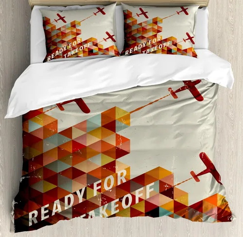 Vista 56 de Ambesonne Hawaii - Juego de funda de edredón de verano, palmeras y hojas exóticas de helecho, fondo colorido abstracto, juego de ropa de cama