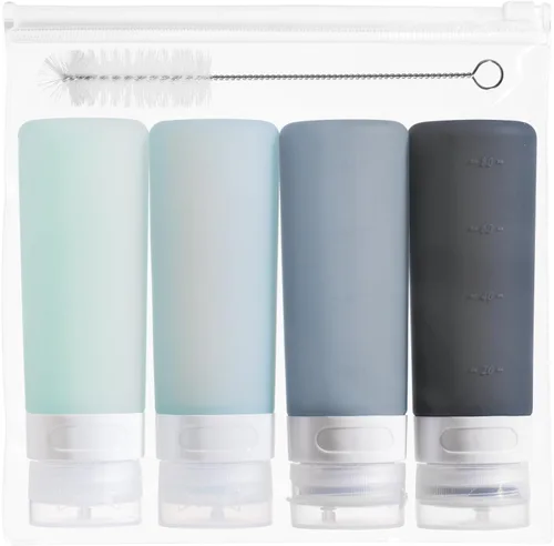 Vista 16 de MICEBAY Botellas exprimibles de condimentos para salsas, mini recipiente de silicona para aderezo de ensalada de 1 onza para llevar con bolsa