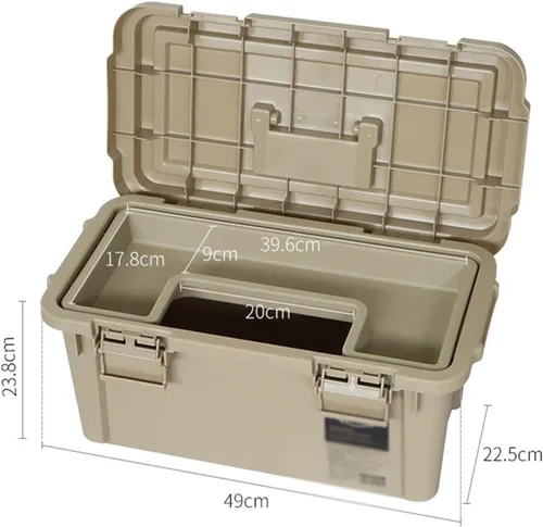 Vista 2 de Caja de herramientas portátil, caja de herramientas de almacenamiento de plástico con bandeja extraíble, caja de herramientas de almacenamiento