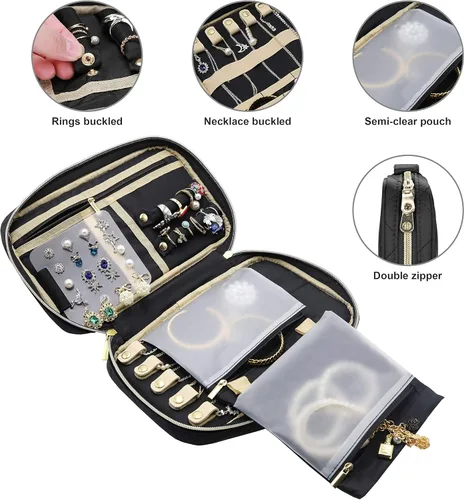Vista 3 de ProCase Paquete de estuche organizador de joyas de viaje con organizador de joyas giratorio de 6 niveles