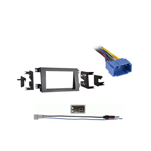 Harmony Audio Compatible con Honda Ridgeline 2005 2006 2007 2008 Kit de tablero de estéreo de doble DIN con arnés de radio gris