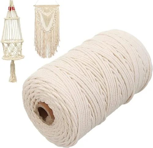 Vista 44 de Cordón de algodón para macramé, hilo torcido de 4 capas, cuerda de algodón natural, suministros perfectos de macramé, para hacer soportes colgantes