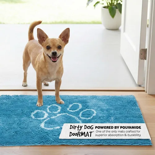 Vista 28 de Dog Gone Smart Dirty Dog Doormat - Tapete de secado rápido con respaldo súper adherente para pisos limpios - Tapete súper absorbente y lavable a