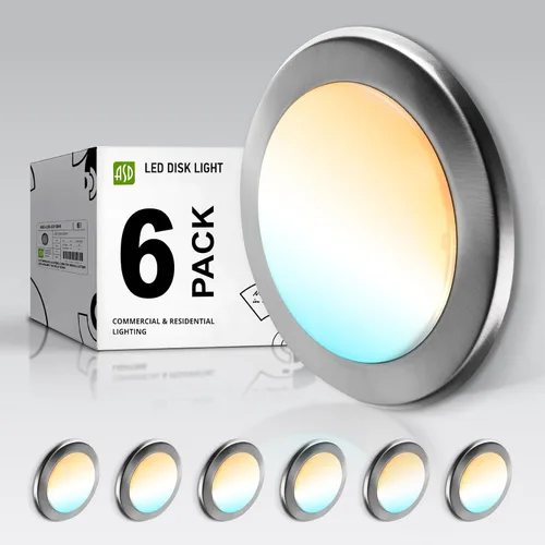 Vista 21 de ASD Paquete de 12 luces LED de disco de 4 pulgadas, 10 W 5CCT 2700 K-5000 K 685 lm CRI90+, luminaria de techo de montaje empotrado regulable