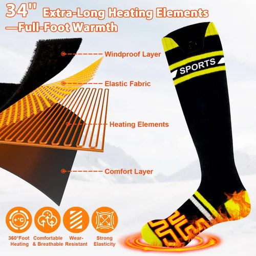 Vista 25 de 8000mAh*2 Heated Socks for Men Women with App Control,Large-Capacity Rechargeable Battery,360°Heating Warming,Electric Winter Socks,Foot Sole