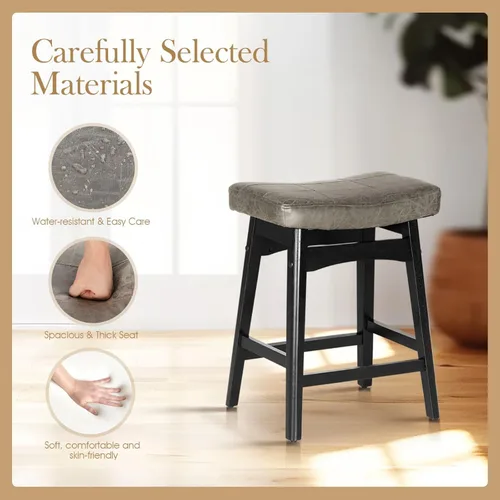 Vista 5 de Sophia & William Taburete de bar de altura de mostrador para isla de cocina, taburetes de mostrador de 24 pulgadas con patas de madera, asiento