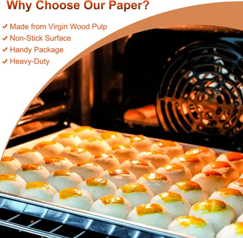 Vista 5 de HOFHTD - 200 hojas de papel pergamino, 12 x 16 pulgadas, desechables para freidora de aire, papel pergamino precortado antiadherente para hornear