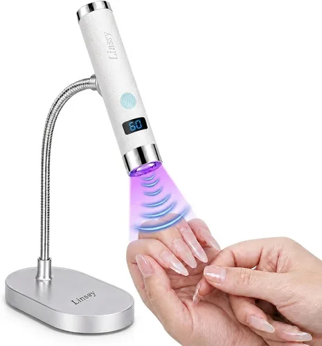Vista 11 de Linssy Mini luz UV para uñas de gel,Sensor automático y soporte magnético Rosa