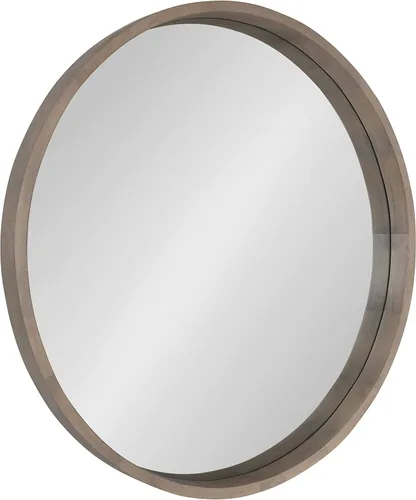 Vista 9 de Kate and Laurel Hutton - Espejo redondo decorativo con marco de madera moderna para pared, 22 pulgadas de diámetro, acabado Graywash