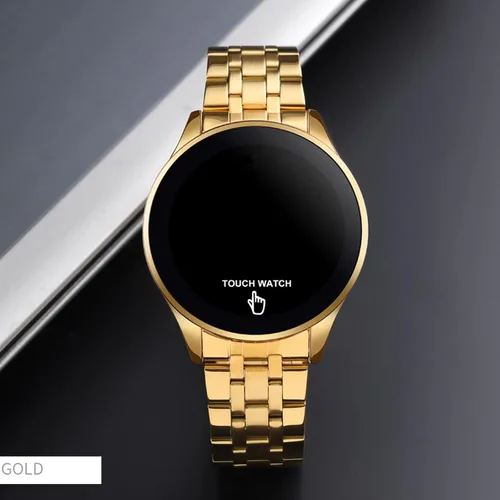 Vista 3 de findtime Relojes negros para hombres y mujeres, pantalla táctil LED, reloj digital retroiluminado, reloj de pulsera de acero inoxidable, resistente