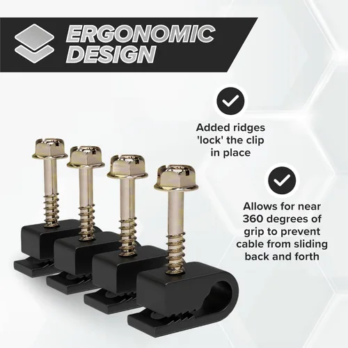 Vista 4 de THE CIMPLE CO Clips de alambre, clip de pared de un solo cable, coaxial, Cat6, cable eléctrico, Ethernet, cierre de tornillo de 1/4 pulgadas