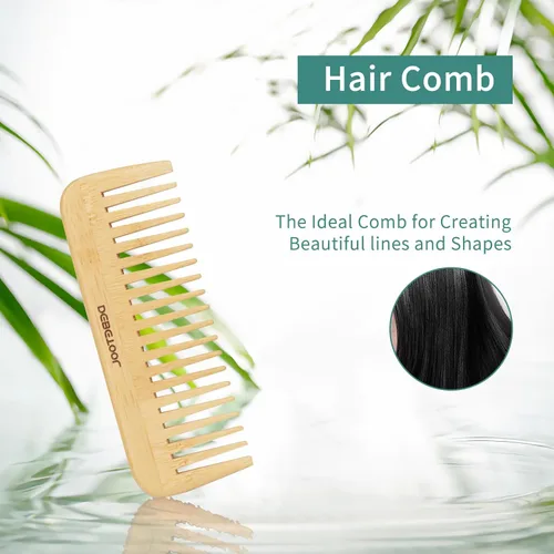 Vista 4 de DEBETOOL Juego de Cepillos de Cabello de Bambú, Peine de Paleta de Bambú de Madera Natural Desenredante para el Crecimiento del Cabello - Peine