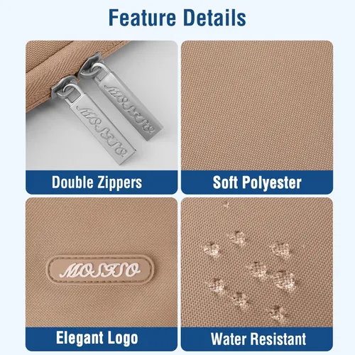 Vista 180 de MOSISO Funda vertical de poliéster con bolsillo para laptop de 13 pulgadas, para computadora MacBook Air M4, M3, M2 y M1 de 2025 a 2018 y Pro M2