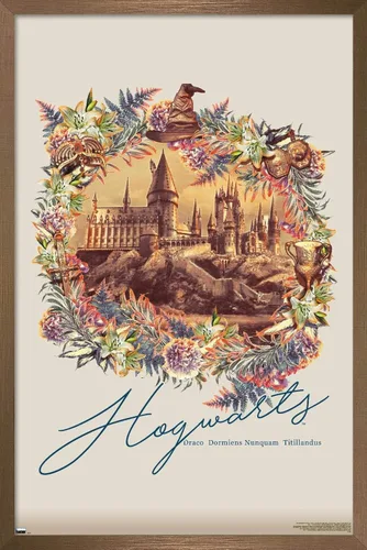 Vista 15 de Trends International The Wizarding World: Harry Potter - Póster de pared floral de Hogwarts, 14.725 x 22.375 pulgadas, versión enmarcada de madera