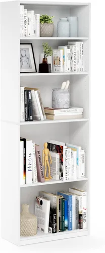 Vista 73 de Furinno Jaya Simply Home Librería abierta de 6 niveles, roble francés