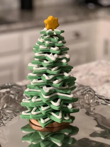 Vista 8 de Juego de Cortadores de Galletas de Copo de Nieve, 9 PCS Moldes de Galletas en Forma de Copo de Nieve, Galletas de Árbol de Navidad 3D con Exhibidor
