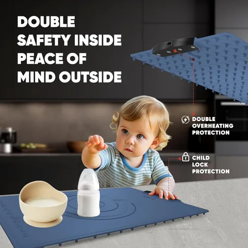 Vista 8 de BREETEE Tapete eléctrico para calentar alimentos – Tapete de calefacción de silicona para alimentos con 9 niveles de temperatura – Tapete