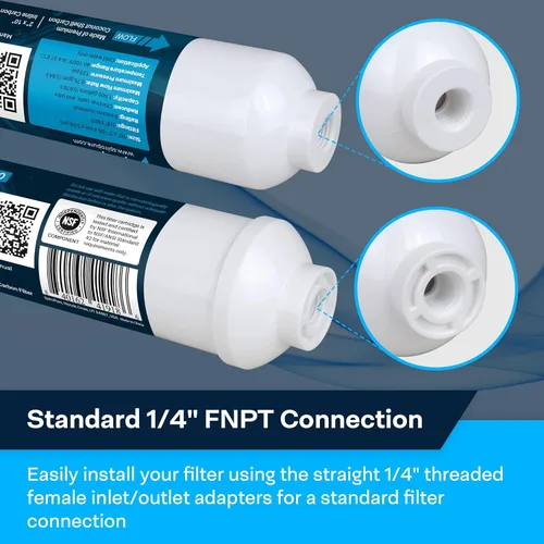 Vista 3 de SpiroPure Filtro en línea NSF Coconut Shell Filtro de agua de carbono granular con 1/4" FNPT, 2" x 10" (1 paquete)